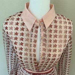 Collard button down dress, star pattern - NEVER WORN